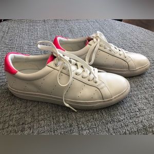 Women’s J. Crew Low top Leather Sneakers white pink 9